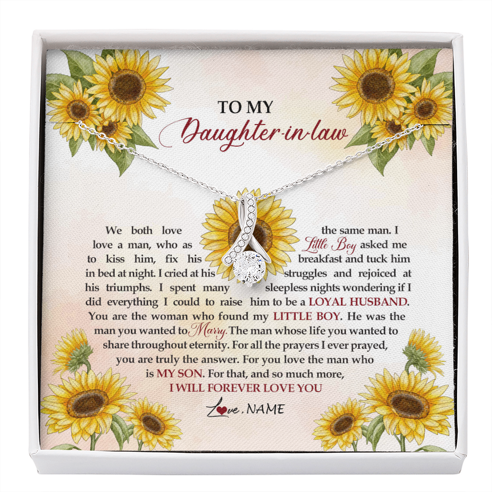 Personalized To My Daughter In Law Necklace from Mother In Law I Will Forever Love You Daughter In Law Jewelry Birthday Wedding Day Customized Message Card