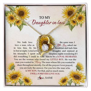 Personalized To My Daughter In Law Necklace from Mother In Law I Will Forever Love You Daughter In Law Jewelry Birthday Wedding Day Customized Message Card