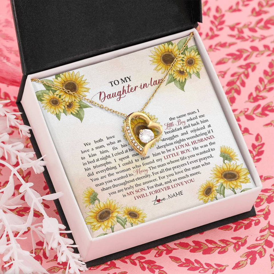 Personalized To My Daughter In Law Necklace from Mother In Law I Will Forever Love You Daughter In Law Jewelry Birthday Wedding Day Customized Message Card