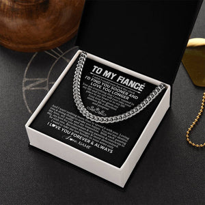 Personalized To My Fiancé Cuban Necklace  I'd Find You Sooner Love You Longer Fiancé Birthday Anniversary Day Christmas Customized Gift Box Message Card