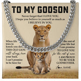 Personalized To My Godson Cuban Necklace From Godmother Never Forget That I Love You Lion Godson Birthday Graduation Christmas Customized Gift Box Message Card