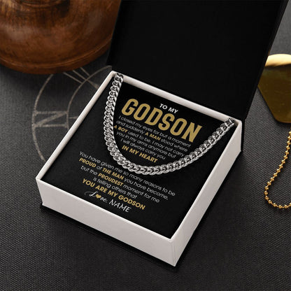 Personalized To My Godson Cuban Necklace From Godmother Uncle Aunt Proud Of The Man Godson Birthday Graduation Christmas Customized Gift Box Message Card
