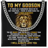 Personalized To My Godson Cuban Necklace From Uncle Aunt I Will Always Love You Lion Godson Birthday Graduation Christmas Customized Gift Box Message Card