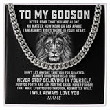 Personalized To My Godson Cuban Necklace From Uncle Aunt Never Fear That You Are Alone Lion Godson Birthday Christmas Customized Gift Box Message Card