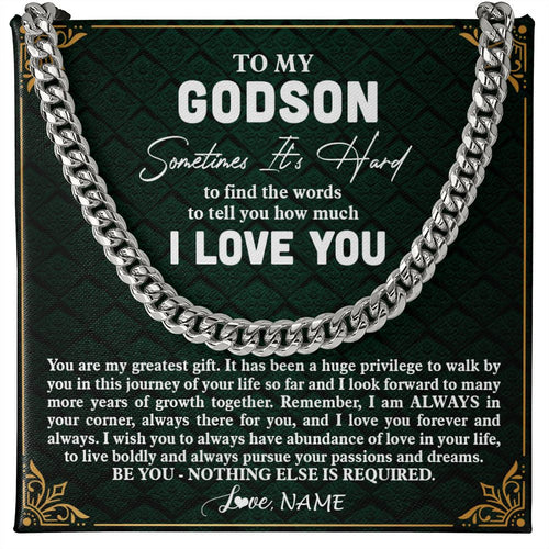 Personalized To My Godson Necklace Cuban From Godmother Uncle Aunt You Are My Greatest Gift Godson Birthday Christmas Customized Gift Box Message Card