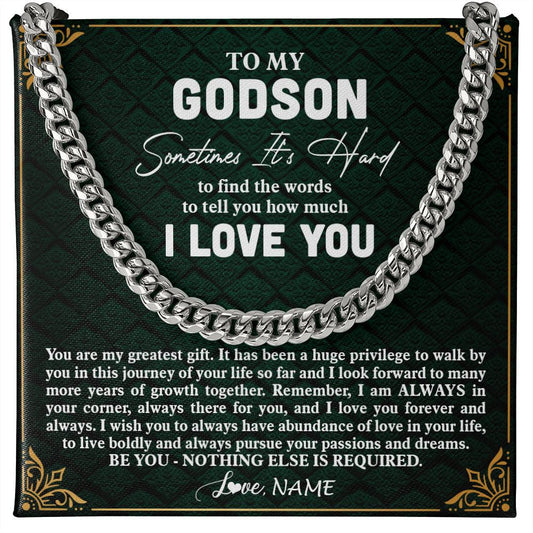 Personalized To My Godson Necklace Cuban From Godmother Uncle Aunt You Are My Greatest Gift Godson Birthday Christmas Customized Gift Box Message Card