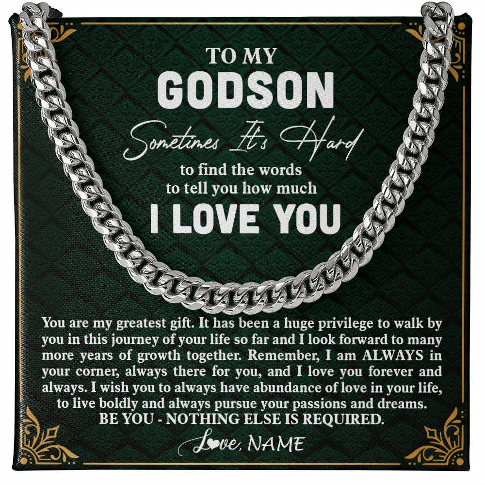 Personalized To My Godson Necklace Cuban From Godmother Uncle Aunt You Are My Greatest Gift Godson Birthday Christmas Customized Gift Box Message Card