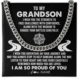 Personalized To My Grandson Cuban Necklace From Grandma I Wish You The Strength Grandson Birthday Graduation Inspirational Customized Gift Box Message Card