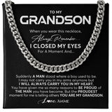 Personalized To My Grandson Cuban Necklace From Grandma Papa I Closed My Eyes Suddenly A Man Grandson Birthday Christmas Customized Gift Box Message Card