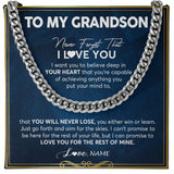 Personalized To My Grandson Cuban Necklace From Grandma Papa Never Forget That I Love You Grandson Birthday Christmas Customized Gift Box Message Card