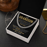 Personalized To My Grandson Cuban Necklace From Grandma Papa Proud Of The Man Grandson Birthday Graduation Christmas Customized Gift Box Message Card