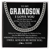 Personalized To My Grandson Necklace Cuban From Grandma Papa Believe In Yourself Grandson Birthday Graduation Christmas Customized Gift Box Message Card