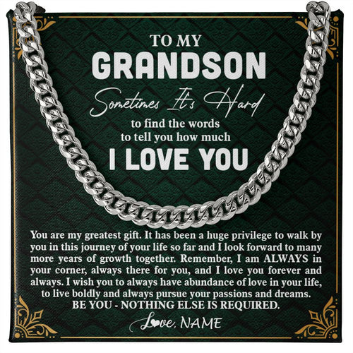 Personalized To My Grandson Necklace Cuban From Grandma Papa You Are My Greatest Gift Grandson Birthday Graduation Christmas Customized Gift Box Message Card