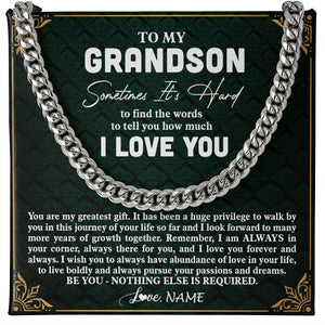 Personalized To My Grandson Necklace Cuban From Grandma Papa You Are My Greatest Gift Grandson Birthday Graduation Christmas Customized Gift Box Message Card