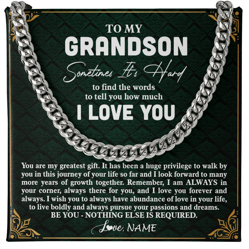 Personalized To My Grandson Necklace Cuban From Grandma Papa You Are My Greatest Gift Grandson Birthday Graduation Christmas Customized Gift Box Message Card