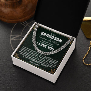 Personalized To My Grandson Necklace Cuban From Grandma Papa You Are My Greatest Gift Grandson Birthday Graduation Christmas Customized Gift Box Message Card