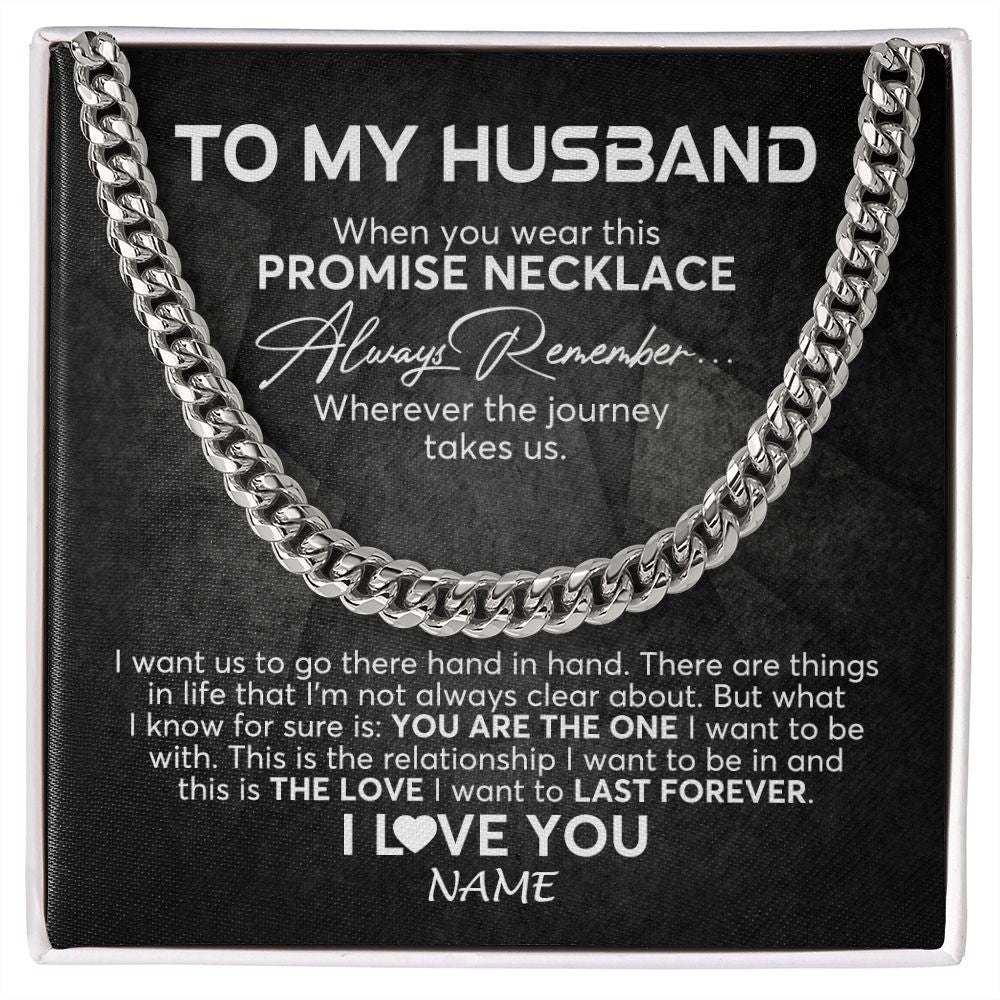 Personalized To My Husband Cuban Necklace From Wife Always Remember Husband Birthday Anniversary Valentines Day Christmas Customized Gift Box Message Card