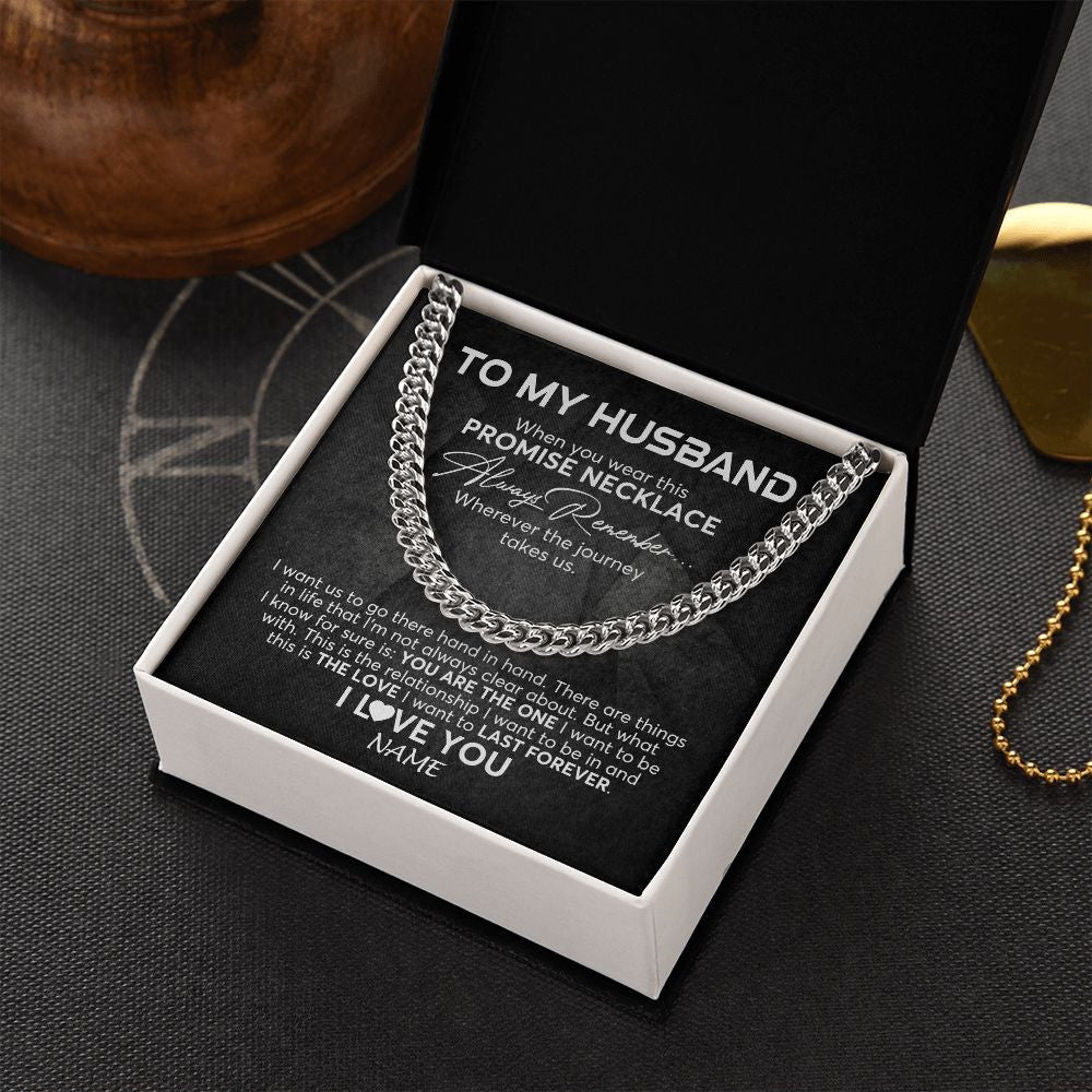 Personalized To My Husband Cuban Necklace From Wife Always Remember Husband Birthday Anniversary Valentines Day Christmas Customized Gift Box Message Card