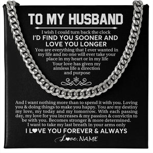 Personalized To My Husband Cuban Necklace From Wife I'd Find You Sooner Love You Longer Husband Birthday Anniversary Christmas Customized Gift Box Message Card