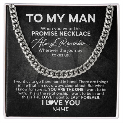 Personalized To My Man Cuban Necklace From Wife Always Remember Boyfriend Husband Birthday Anniversary Valentines Christmas Customized Gift Box Message Card