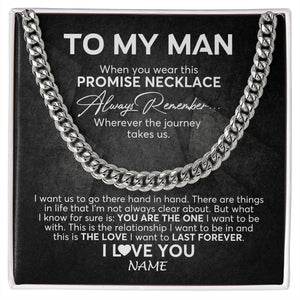 Personalized To My Man Cuban Necklace From Wife Always Remember Boyfriend Husband Birthday Anniversary Valentines Christmas Customized Gift Box Message Card