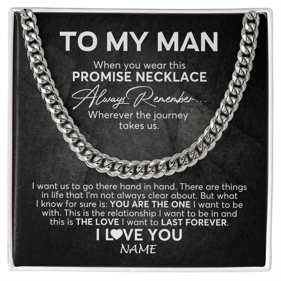 Personalized To My Man Cuban Necklace From Wife Always Remember Boyfriend Husband Birthday Anniversary Valentines Christmas Customized Gift Box Message Card