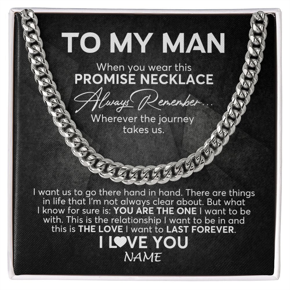 Personalized To My Man Cuban Necklace From Wife Always Remember Boyfriend Husband Birthday Anniversary Valentines Christmas Customized Gift Box Message Card