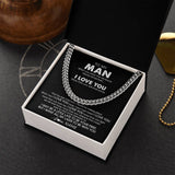 Personalized To My Man Necklace Cuban When You Wear This Necklace For Him Boyfriend Husband Birthday Anniversary Day Christmas Customized Gift Box Message Card