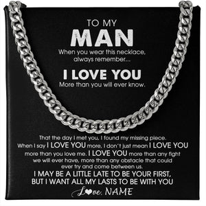 Personalized To My Man Necklace Cuban When You Wear This Necklace For Him Boyfriend Husband Birthday Anniversary Day Christmas Customized Gift Box Message Card