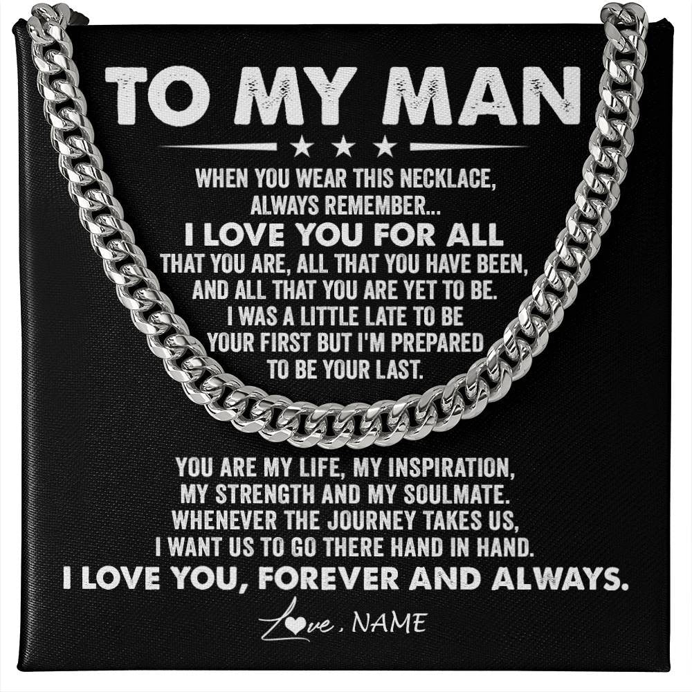 Personalized To My Man Necklace Cuban When You Wear This Necklace I Love You For Him Boyfriend Husband Birthday Christmas Customized Gift Box Message Card