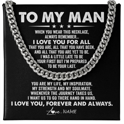 Personalized To My Man Necklace Cuban When You Wear This Necklace I Love You For Him Boyfriend Husband Birthday Christmas Customized Gift Box Message Card