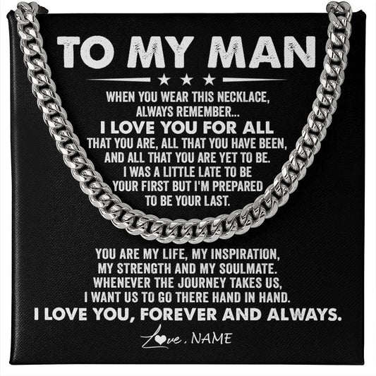 Personalized To My Man Necklace Cuban When You Wear This Necklace I Love You For Him Boyfriend Husband Birthday Christmas Customized Gift Box Message Card