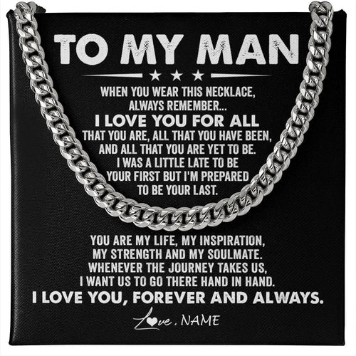 Personalized To My Man Necklace Cuban When You Wear This Necklace I Love You For Him Boyfriend Husband Birthday Christmas Customized Gift Box Message Card
