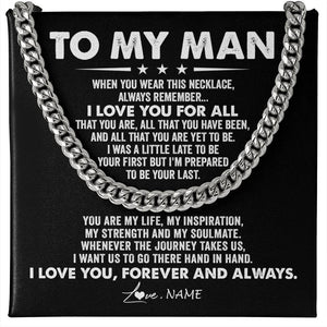 Personalized To My Man Necklace Cuban When You Wear This Necklace I Love You For Him Boyfriend Husband Birthday Christmas Customized Gift Box Message Card