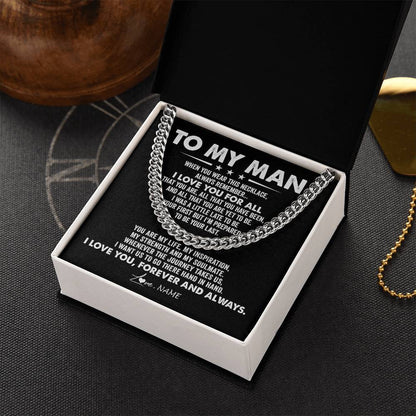 Personalized To My Man Necklace Cuban When You Wear This Necklace I Love You For Him Boyfriend Husband Birthday Christmas Customized Gift Box Message Card