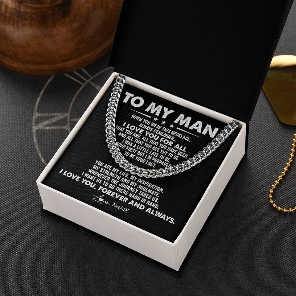 Personalized To My Man Necklace Cuban When You Wear This Necklace I Love You For Him Boyfriend Husband Birthday Christmas Customized Gift Box Message Card