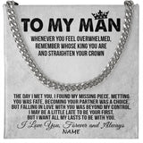 Personalized To My Man Necklace Cuban Whenever You Feel Overwhelmed Boyfriend Husband Birthday Anniversary Day Christmas Customized Gift Box Message Card