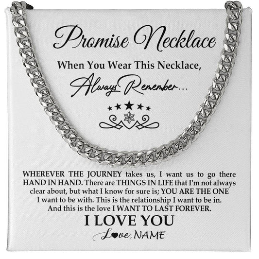 Personalized To My Man Promise Cuban Chain Necklace I Love You Gift Ideas For Boyfriend Birthday Anniversary Day Christmas Customized Gift Box Message Card