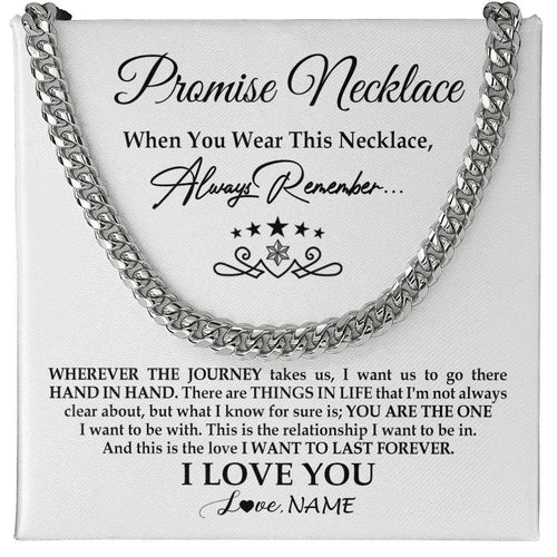 Personalized To My Man Promise Cuban Chain Necklace I Love You Gift Ideas For Boyfriend Birthday Anniversary Day Christmas Customized Gift Box Message Card