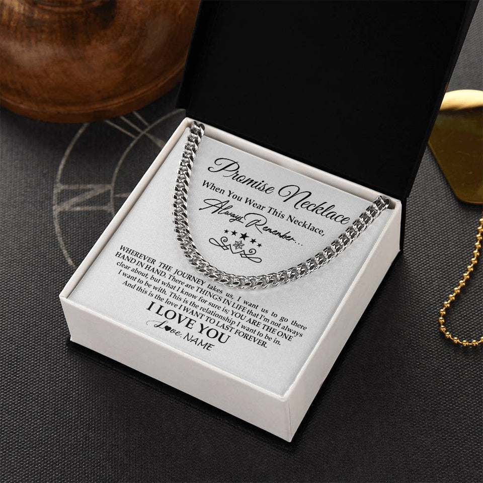 Personalized To My Man Promise Cuban Chain Necklace I Love You Gift Ideas For Boyfriend Birthday Anniversary Day Christmas Customized Gift Box Message Card