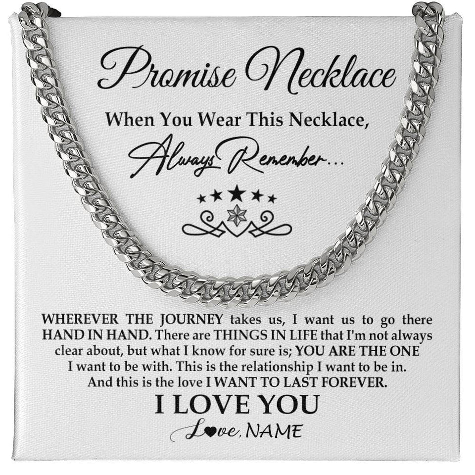Personalized To My Man Promise Cuban Chain Necklace I Love You Gift Ideas For Boyfriend Birthday Anniversary Day Christmas Customized Gift Box Message Card