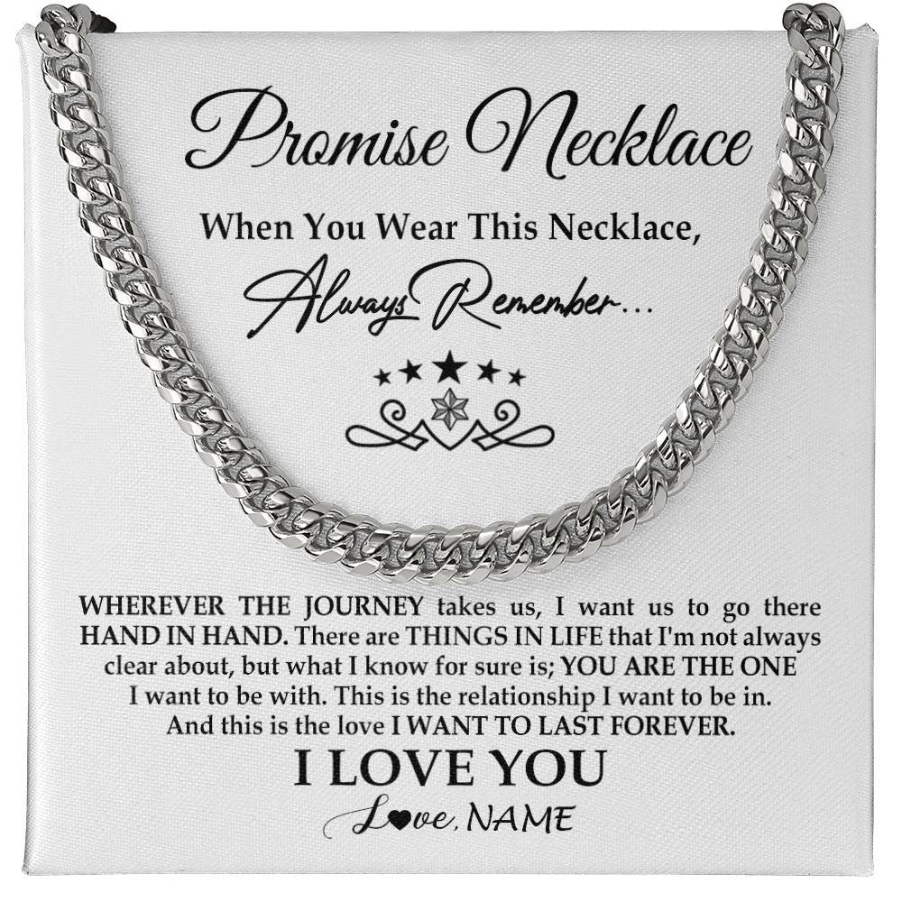 Personalized To My Man Promise Cuban Chain Necklace I Love You Gift Ideas For Boyfriend Birthday Anniversary Day Christmas Customized Gift Box Message Card