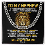 Personalized To My Nephew Cuban Necklace From Aunt Uncle I Will Always Love You Lion Nephew Birthday Graduation Christmas Customized Gift Box Message Card