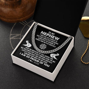 Personalized To My Nephew Cuban Necklace From Aunt Uncle I Wish You The Strength Nephew Birthday Graduation Inspirational Customized Gift Box Message Card