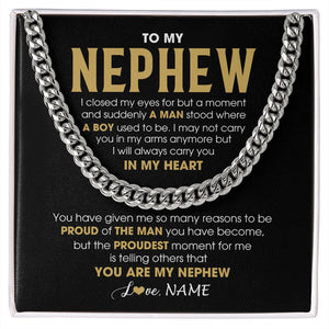 Personalized To My Nephew Cuban Necklace From Aunt Uncle Proud Of The Man Nephew Birthday Graduation Christmas Customized Gift Box Message Card