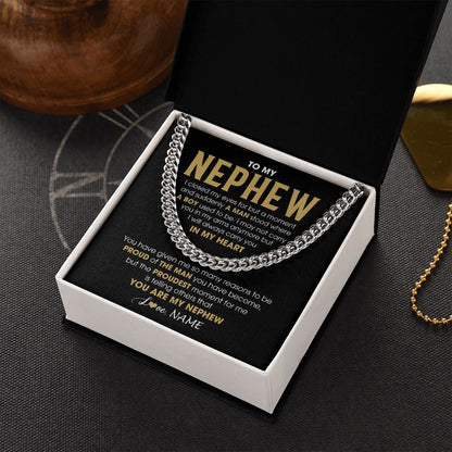 Personalized To My Nephew Cuban Necklace From Aunt Uncle Proud Of The Man Nephew Birthday Graduation Christmas Customized Gift Box Message Card