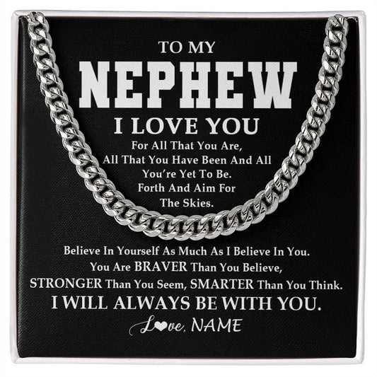 Personalized To My Nephew Necklace Cuban From Aunt Uncle Believe In Yourself Nephew Birthday Graduation Christmas Customized Gift Box Message Card