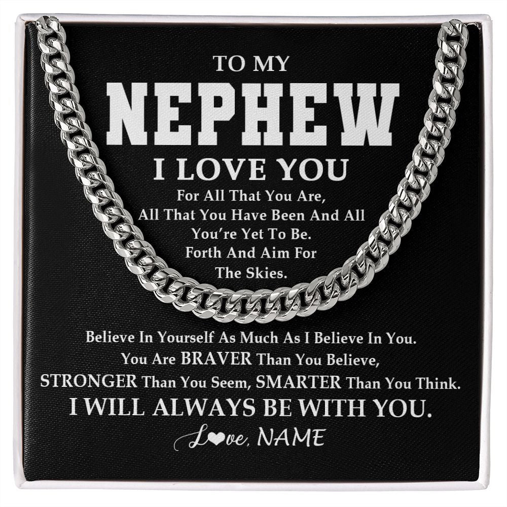 Personalized To My Nephew Necklace Cuban From Aunt Uncle Believe In Yourself Nephew Birthday Graduation Christmas Customized Gift Box Message Card