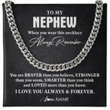 Personalized To My Nephew Necklace Cuban From Aunt Uncle You Are Braver Stronger Nephew Birthday Graduation Christmas Customized Gift Box Message Card