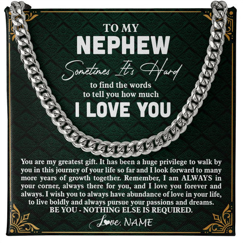 Personalized To My Nephew Necklace Cuban From Aunt Uncle You Are My Greatest Gift Nephew Birthday Graduation Christmas Customized Gift Box Message Card
